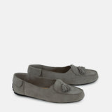 Womens winter moccasins in light grey with tassels by JULKE