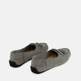 Womens winter moccasins in light grey with tassels by JULKE