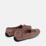 Womens winter moccasins in light grey with tassels by JULKE