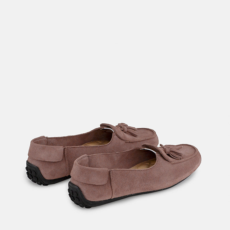 Womens winter moccasins in light grey with tassels by JULKE