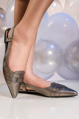 Womens pointed toe flat shoes with slingback in grey colour by JULKE