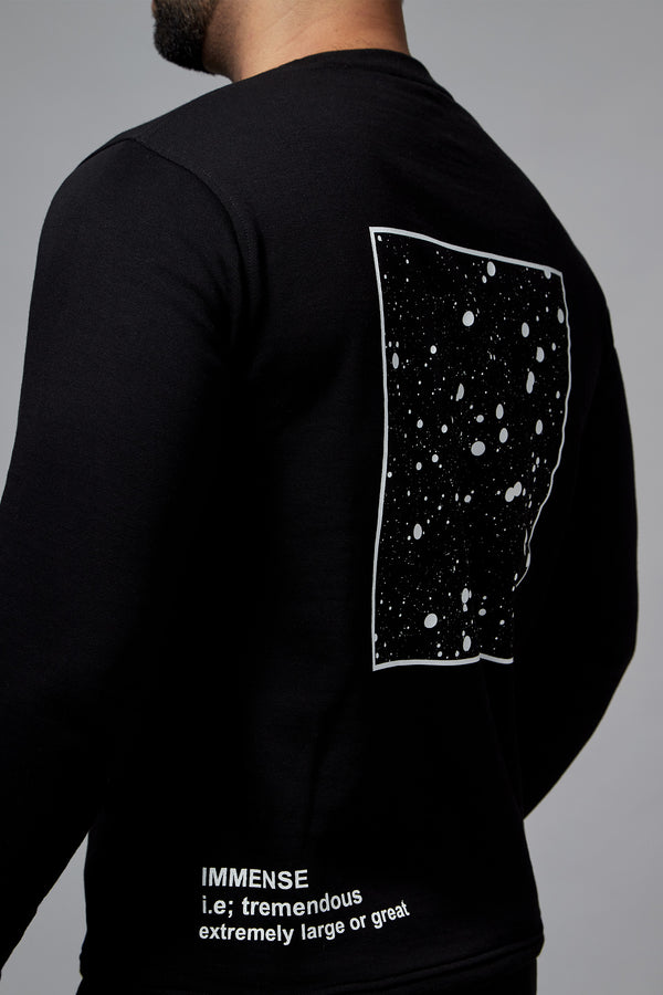 Mens winter sweatshirt in black with trendy white screen print by JULKE