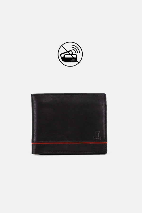 Mens wallet in original leather in black & red colour with RFID pocket by JULKE