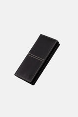 Mens original leather wallet in black colour in long size with contrast stitching by JULKE