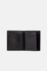 Mens original leather wallet in black colour in medium size with contrast stitching by JULKE