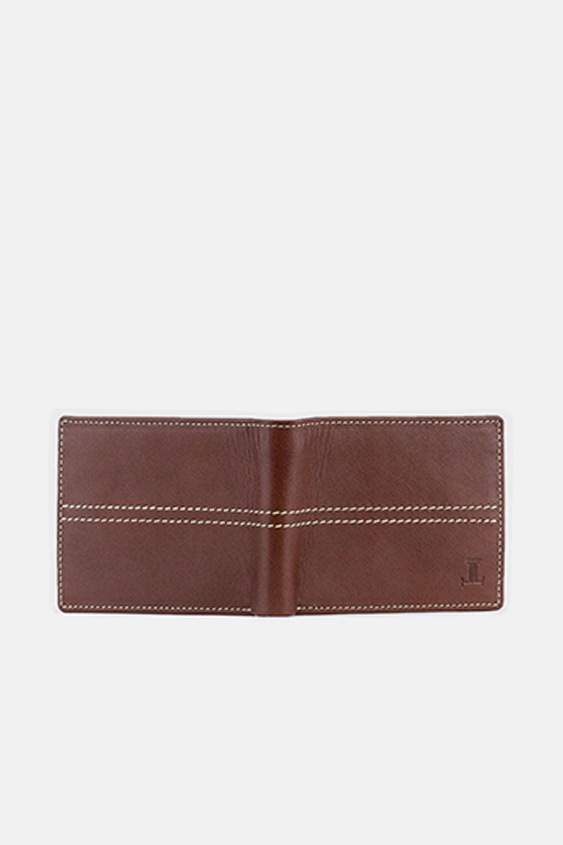 Mens original leather wallet in brown colour with contrast stitching by JULKE