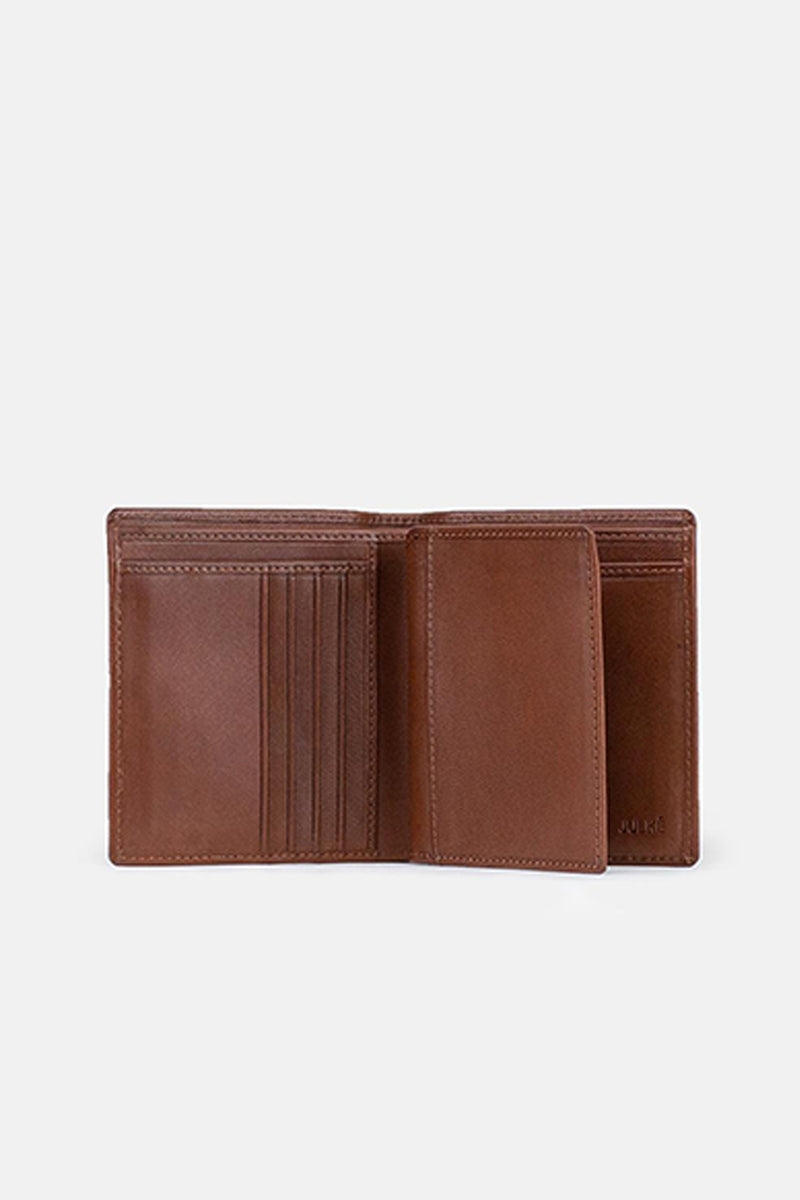 Mens original leather wallet in brown colour in medium size with contrast stitching by JULKE