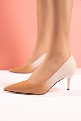Women heels in beige & white colour with croc texture and colour gradient by JULKE