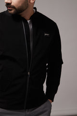 Mens winter jacket in black suede with waterproof zip by JULKE