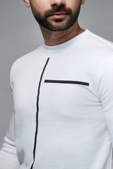 Mens winter sweatshirt in white with black screen print by JULKE