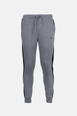 Mens winter sweatpants joggers in light grey with black stripe by JULKE