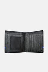 Mens original leather wallet in medium size in black colour with blue strip by JULKE