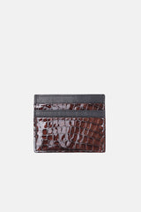 Mens original leather card holder in in bronze & black colour with crocodile texture by JULKE