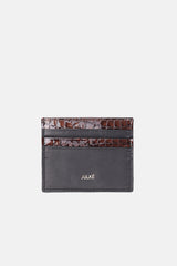 Mens original leather card holder in in bronze & black colour with crocodile texture by JULKE