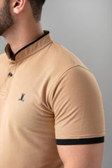 Mens summer polo shirt in light brown colour by JULKE