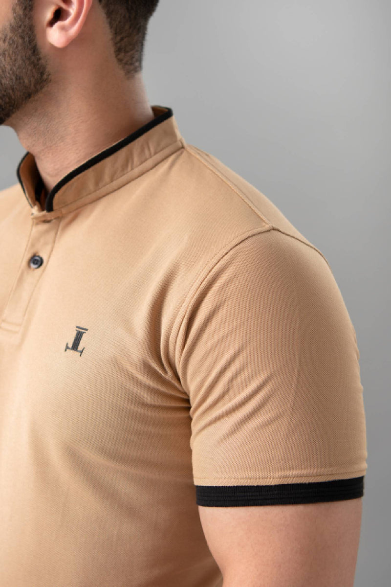Mens summer polo shirt in light brown colour by JULKE
