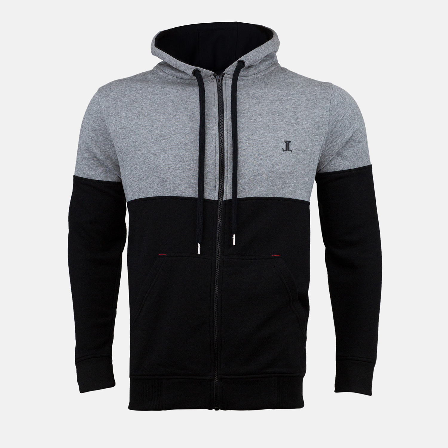 Mens winter hoodie in black and grey colour with fleece lining by JULKE