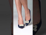Women heels in dark blue & light pink colour with pearl brooch by JULKE