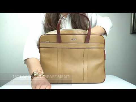Robin mens original leather laptop bag in tan colour with expansion zip by JULKE