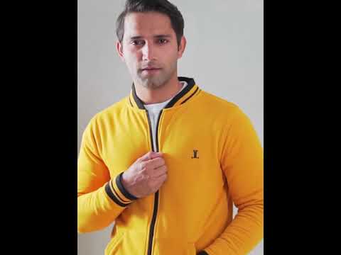 Mens winter fleece jacket in yellow colour by JULKE